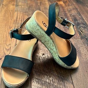 EUC cork soled platform Ugg black sandals size 13